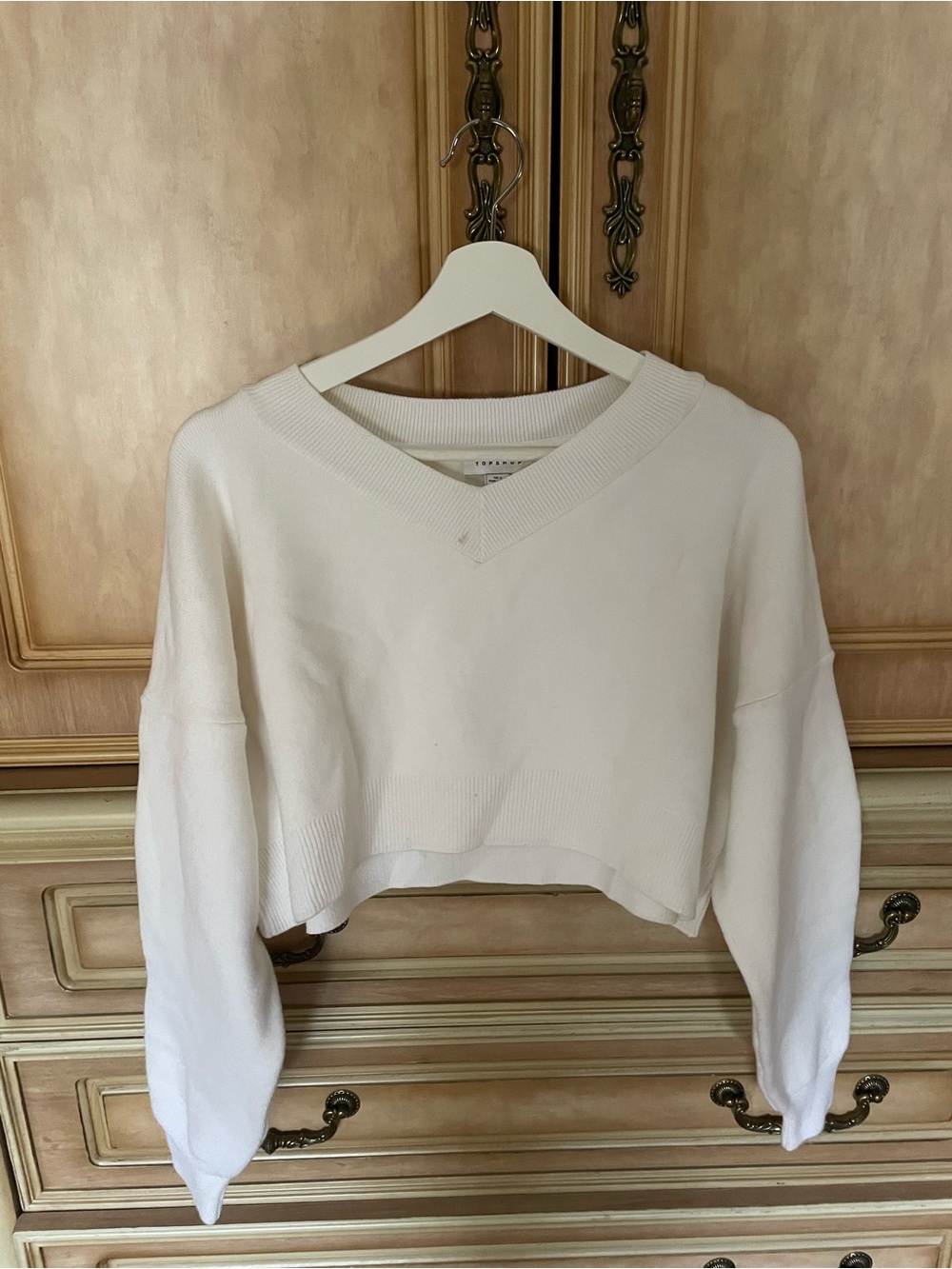 Topshop White V-Neck Sweater
